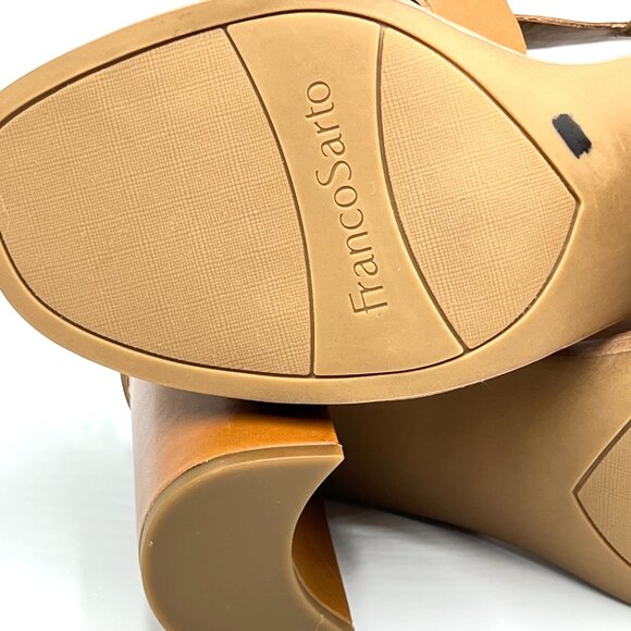 Franco Sarto Womens Size 11 Brown Leather Block Heels Sandals Shoes - Picture 10 of 14